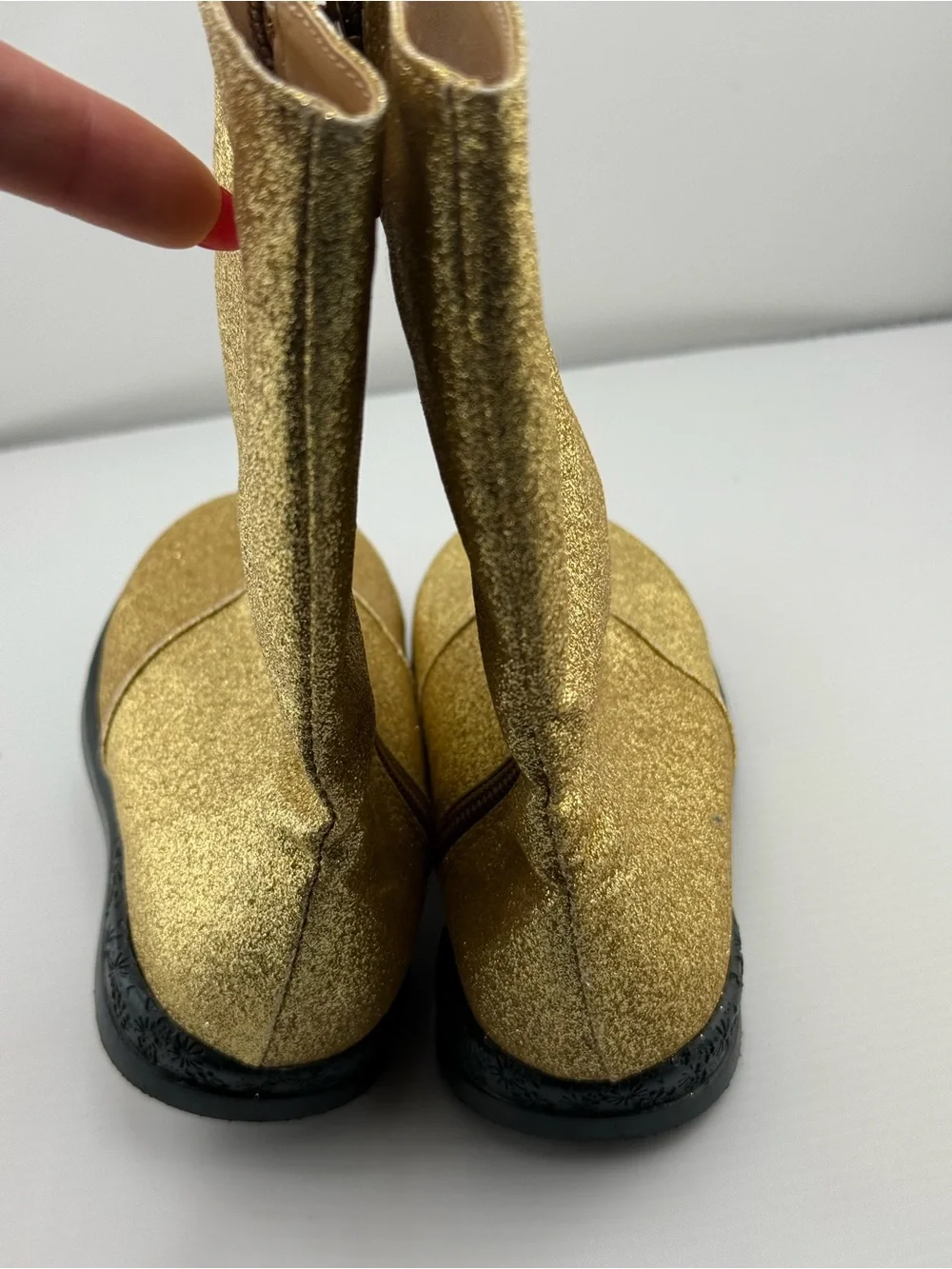 Gold Glitter Zip Boots - Metallic Sparkle